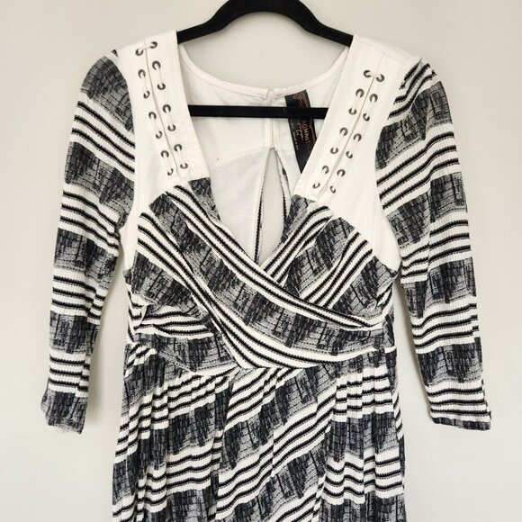 Free People New Romantics M Lelani Dress Hi Low Black Grunge Gothic Dark Pirate - Picture 2 of 9